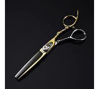 Tijeras de Peluquero para Cortar el Cabello, Tijeras Profesionales de 6 Pulgadas de Acero 440c con Corona Dorada, Tijeras para Cortar el Cabello, Tijeras de entresacar y Cortar el Cabello (Color: dor