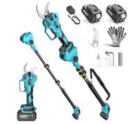 Tijeras de poda de altura 2 en 1 SEESII: Podadora eléctrica inalámbrica con diámetro de corte de 40 mm, 2 * 4,0 Ah, cuchilla SK5 adicional y 4 modos de corte ajustables para árboles y flores.