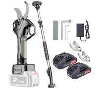 Tijeras de Poda Eléctricas, Podadora de Jardín de 4,5 mm con Poste de 2,1 m y 2 Baterías, Tijeras de Ramas de Largo Alcance para Setos, Arbustos y Huerto