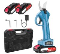 Tijeras de podar con batería, 25 mm, con 2 baterías de 2000 mAh, tijeras de podar eléctricas profesionales sin escobillas, interruptor de seguridad, agarre suave, para jardines, árboles frutales