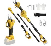 Tijeras de podar con batería compatibles con Dewalt 20 V, tijeras de podar eléctricas 2 en 1 con barra de extensión de 2 m, diámetro de corte máximo de 35 mm, pantalla LCD, tijeras de podar
