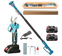 Tijeras de podar con pantalla LCD y combo de motosierra eléctrica, kit de batería de repuesto de 5 celdas con poste extensible para poda de árboles de gran altura