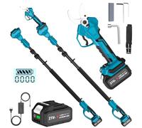 Tijeras De Podar Electricas 40mm, Con Pértiga Extensible 2,5M: Tijeras de Podar Bateria con 1 x 5,0 Ah batería, 1000W Motor sin Escobillas y 3 patrones de longitud: 1,6 m, 2,2 M, 2,8 M