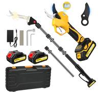 Tijeras De Podar Electricas, 50mm Tijeras De Podar Bateria, Con varilla de extensión, pantalla, motor sin escobillas de 1000 W, 2 baterías de 2000 mAh, Duración de la batería de 4 a 8 horas