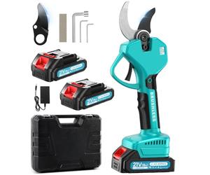 Tijeras de Podar Electricas,50mm Tijeras de Podar Bateria para Makita con 2 Baterías 2000mAh, Pantalla LCD, 900W Motor Sin Escobillas Silencioso,Profesional Tijera de Podar para Ramas,Arbustos,Troncos