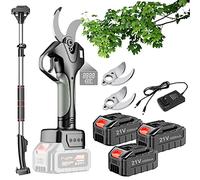 Tijeras de Podar Eléctricas a Batería 45MM,Tijera podar inalámbricas portátiles Podadora Eléctrico de Ramas con Pértiga de extensión de 1.3-2.1m de altura,pantalla LCD ( Color : 3 Battery , Size : 3 b