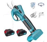 Tijeras de podar eléctricas con batería, repuesto para Makita, con batería de 2 x 3000 mAh y cargador, tijeras de podar con batería y motor sin escobillas, tijeras de podar con batería, tijeras de