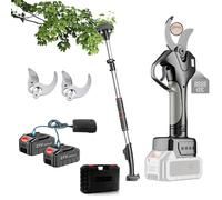 Tijeras de podar eléctricas con pértiga extensible, inalámbricas, diámetro de corte de 4,5 cm, for ramas de árboles y jardines, 2 baterías