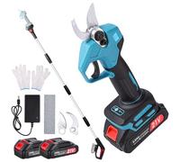 Tijeras de Podar Eléctricas con Pértiga Telescópica 2.4 m, Corte Ajustable 25/35 mm, Pantalla de Batería, 2× 2.0Ah Baterías,Tijera de Podar Eléctrica para Jardín y Árboles Altos