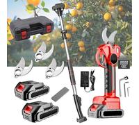 Tijeras de Podar Electricas de 35mm con Alargador, Tijeras De Podar Bateria, Podadoras Profesionales Sin Escobillas Con 2 Baterías De 2.0ah Para Ramas, Huertos, Jardinería y Viñedos