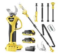 Tijeras de Podar Electricas, Gisam Profesional 60MM Tijeras Eléctricas Podadora Electrica a Bateria con 2 x Baterías Recargables & LED Pantalla, Soporta El Ajuste de Apertura (Batería)