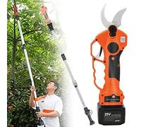 Tijeras de podar eléctricas inalámbricas, tijeras de podar telescópicas de mango largo para jardinería con poste telescópico de 2,1 m, tijeras de ramas para jardín, tijeras eléctricas recargables