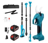 Tijeras de Podar Electricas, Motor sin Escobillas de 800 W Tijeras de Podar Bateria Pantalla LCD,Viene con un Poste Telescópico de 136-233 cm y dos Baterías de 3000 mAh Electric Pruning Shears