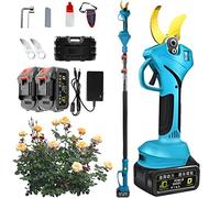 Tijeras De Podar Eléctricas, Podadora Inalámbrica Alimentada por Batería con Poste Telescópico, Diámetro De Corte De 40 Mm, 2 Batería De Litio Recargable, Podadora Eléctrica para Jardineria Huerto