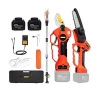 Tijeras de podar eléctricas, Podadora inalámbrica de 25V, tijera podar eléctrica 40mm con poste extensión alcance, sierra cadena 5 pulgadas, cortador ramas poda for bonsái