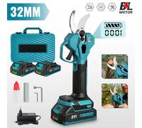 Tijeras de podar eléctricas sin escobillas de 32mm, 2 velocidades, inalámbricas, recargables, herramienta eléctrica para podar árboles frutales y bonsáis, para batería Makita de 18V With 2XBattery