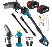 Tijeras de podar eléctricas y motosierra de 6 pulgadas 4 en 1, barra telescópica inalámbrica con 21 V 4,0 A para Makita 18 V, motor sin escobillas, tijeras eléctricas para árboles, árboles frutales