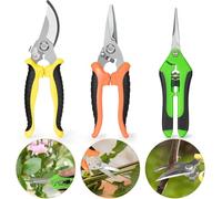 Tijeras de Podar Pequeñas Tijeras Jardineria Flores en Acero Tijeras de Jardín con Cierre De Seguridad y Asa Antideslizante para Cortar, Ramas, Plantas 3 Piezas