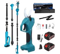 Tijeras de podar telescópicas 2 en 1, pantalla LCD, con batería de 21 V, 2 × 3,0 Ah y barra de extensión de 2,3 m, diámetro de corte de 40 cm, tijeras de podar para podar, compatible con Makita