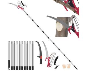 Tijeras de podar telescópicas, 82 - 410 cm, con mango telescópico, longitud ajustable, sierra de jardín, sierra telescópica ligera de acero inoxidable, podadora, tijeras manuales para ramas altas