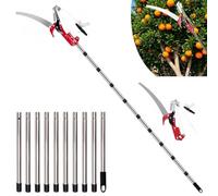 Tijeras de podar telescópicas, 82 - 410 cm, cortador de ramas manual con mango telescópico, longitud ajustable, sierra de jardín, sierra de jardín, sierra telescópica ligera de acero inoxidable