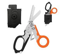 Tijeras de Rescate con Funda: 6 en1 Tijeras Plegables - Tijeras de Servicio de Rescate de Acero Inoxidable con Cortador de Cinturón y Rompecristales