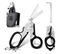 Tijeras De Rescate Tijera Traumatológicas Tijeras De Traumatología Plegables 6 En 1 Tijeras De Emergencia, Para Servicios Profesionales De Rescate, Camping Al Aire Libre (Negro)