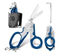 Tijeras De Rescate Tijeras Traumatológicas Tijeras De Traumatología Plegables 6 En 1 Tijeras De Emergencia, Para Servicios Profesionales De Rescate, Camping Al Aire Libre (Azul)