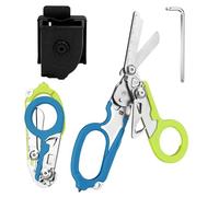 Tijeras De Rescate Tijeras Traumatológicas Tijeras De Traumatología Plegables 6 En 1 Tijeras De Emergencia, Para Servicios Profesionales De Rescate, Camping Al Aire Libre (Verde Azulado)