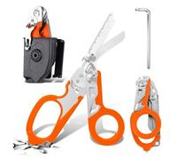 Tijeras De Rescate Tijeras Traumatológicas Tijeras De Traumatología Plegables 6 En 1 Tijeras De Emergencia, Para Servicios Profesionales De Rescate, Camping Al Aire Libre (Naranja)