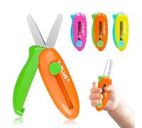 Tijeras de seguridad para niños, 3 tijeras retráctiles para manualidades de niños de 3 a 5, 2 a 4, 1 a 3 años, lindas herramientas de corte para manualidades pequeñas