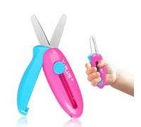 Tijeras de seguridad para niños, tijeras pequeñas retráctiles para manualidades de niños de 3 a 5, 2 a 4, 1 a 3 años, color rosa
