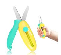 Tijeras de seguridad para niños, tijeras pequeñas retráctiles para manualidades de niños pequeños de 3 a 5 años, 2 a 4 años, 1 a 3 años, lindas tijeras rosas para manualidades preescolar - Amarillo