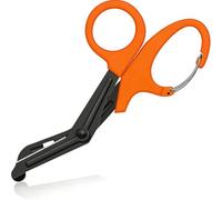 Tijeras de titanio para vendaje de 19 cm, tijeras EMT y trauma, dobladas con revestimiento negro para enfermeras, estudiantes, sala de emergencias (naranja)