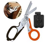 Tijeras de Trauma, Cuchillo de Rescate, Tijeras de Rescate Multiherramienta con 6 Funciones Prácticas, Alicates de Tijera Plegables de Acero Inoxidable, Tijeras de Rescate para Acampar al Aire Libre