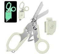 Tijeras de traumatología Tijeras de emergencia con cortador de correa y rompevidrios, alicates de tijeras plegables de acero inoxidable, tijeras de rescate para acampar al aire libre, herramientas…