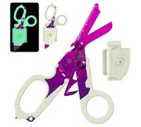 Tijeras de traumatología Tijeras de emergencia con cortador de correa y rompevidrios, alicates de tijeras plegables de acero inoxidable, tijeras de rescate para acampar al aire libre, herramientas…