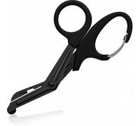 Tijeras de vendaje de titanio, tijeras EMT y tijeras de trauma, dobladas con revestimiento negro para enfermeras, estudiantes, sala de emergencias (negro, 19 cm)
