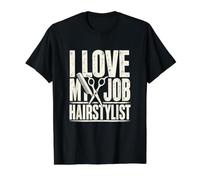 Tijeras Divertidas para el Pelo I Love My Job Hairstylist Camiseta gráfica económica, Hombre, Negro, S