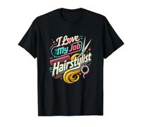 Tijeras Divertidas para el Pelo I Love My Job Hairstylist Camiseta gráfica económica, Hombre, Negro, XL