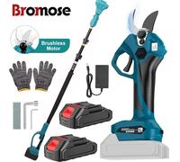 Tijeras eléctricas de poste telescópico sin escobillas de 40mm, tijeras eléctricas de podar de bonsái de árboles frutales inalámbricas de 2 engranajes para batería Makita Oro