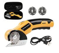 Tijeras Eléctricas Inalámbricas 4.2 V, Tijeras Eléctricas Carton 2000 mAh, Cutter Electrico 230 RPM con 6 mm Profundidad de Corte, 2 Cuchillas, LED, USB, para Cartón, Alfombras, Plástico, Tela, Cuero