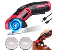 Tijeras Eléctricas Inalámbricas, 4V 400 rpm Herramienta de Corte Recargable con 2 Cuchillas Autofilantes para Cortar Tela, Cuero, Alfombra, Cartón y Plástico