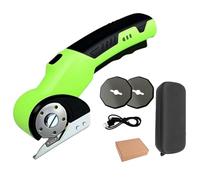 Tijeras eléctricas inalámbricas recargables, cortador portátil de cartón con bloqueo de seguridad y luz LED, cortador eléctrico de caja, para cartón, caja, plástico, cuero y tela green