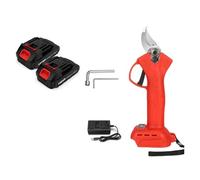 Tijeras Eléctricas Podadora Eléctrica Inalámbrica Sin Escobillas, 4 Engranajes, 30mm, Cortador Eficiente De Ramas De Poda De Árboles Frutales, Bonsái, For Batería De 18V(2 Battery Red)
