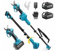 Tijeras eléctricas sin escobillas Seesii 2 en 1 con poste telescópico de 4,9-9 pies, podadora inalámbrica, cuidado del jardín para pasador de batería Makita de 18V with 2X2.0Ah battery