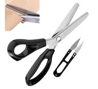 Tijeras en Zigzag,Tijeras De Sastre Para Manualidades,Tijeras de Borde Manejadas,Profesional Tijeras Costura de Acero Inoxidable,Tijera Costura Zig Zag,Tijeras Zig Zag,con 1 Tijera (Negro)