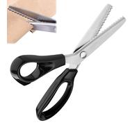 Tijeras en Zigzag,Tijeras De Sastre Para Manualidades,Tijeras de Borde Manejadas,Profesional Tijeras Costura de Acero Inoxidable,Tijeras Dentadas,Tijera Costura Zig Zag,Tijeras Zig Zag (Negro)