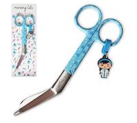 Tijeras enfermeria - tijeras punta roma - acero inoxidable - diseño - llavero distintivo (AZUL)