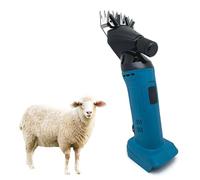 Tijeras inalámbricas para esquilar ovejas, 6 velocidades ajustables, cuchillas de acero al carbono de 9 dientes, motor de 500 W y 2400 rpm, kit profesional de peluquería (1 batería y enchufe) blue
